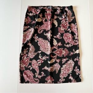 Vintage Midi Skirt Size L Rampage Clothing R Wear Black Pink Paisley Pattern